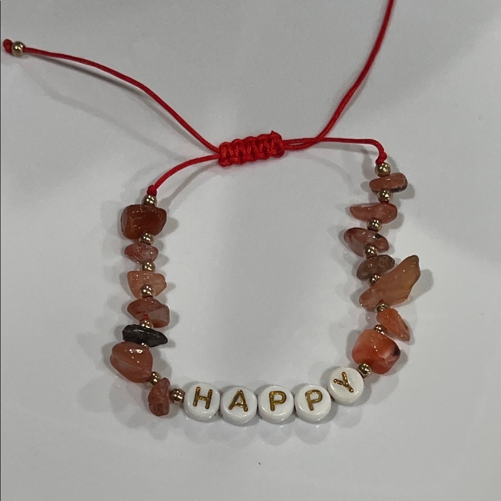 Carnelian Agate Crystal HAPPY Bracelet